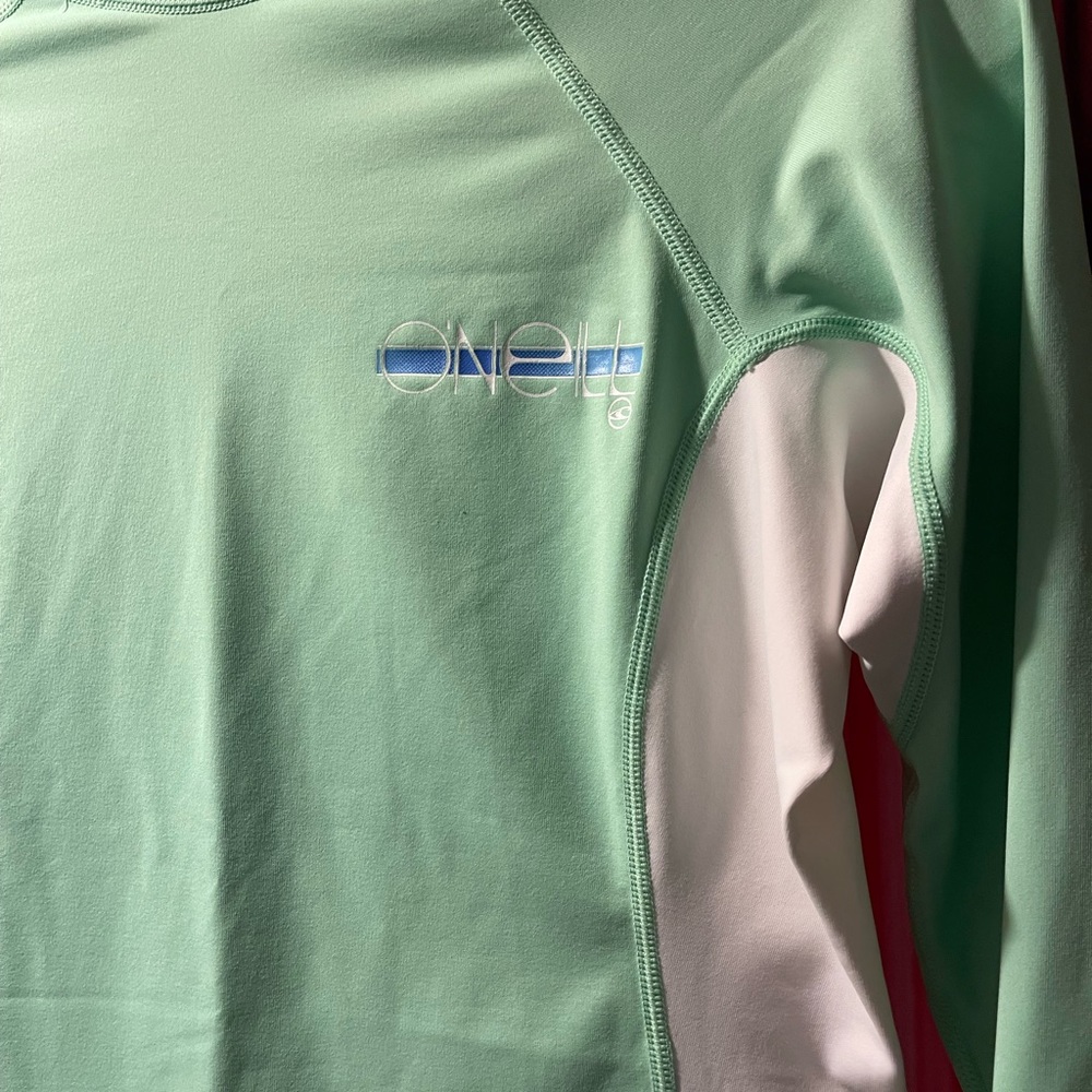 O'Neill Green and White Women's Swim Top - Picture 3 of 6